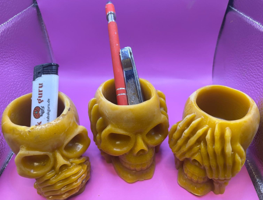 3er Set Totenkopf Kerzenhalter
