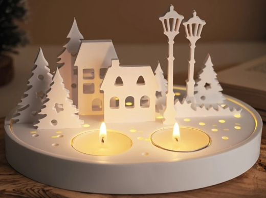 Bezauberndes Winterdorf (Kerzenhalter, 15-teilig)