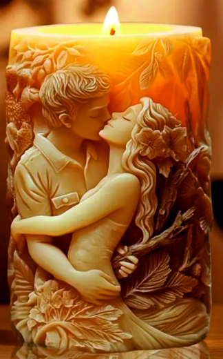 Romantisches Kuss- & Blumenrelief-Design