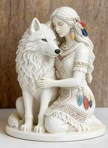 Indianerin mit Wolf Indianerin mit Wolf