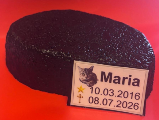 Ruhe in Frieden (Katze) mit Name und Datum