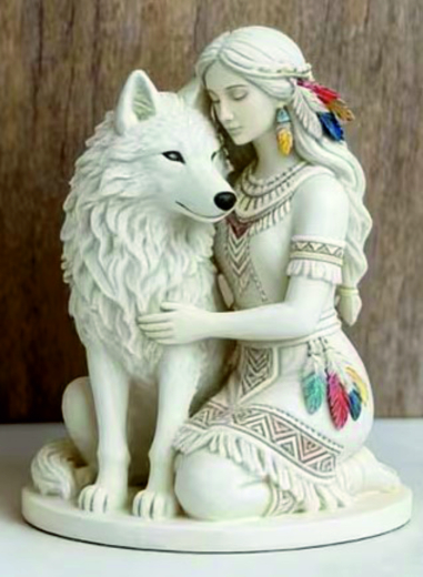 Indianerin mit Wolf Indianerin mit Wolf